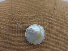 Load image into Gallery viewer, White Mother of Pearl & Silver Tone Round Pendant Necklace