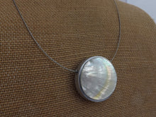 Load image into Gallery viewer, White Mother of Pearl & Silver Tone Round Pendant Necklace
