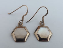 Load image into Gallery viewer, White Mother of Pearl & Sterling Silver Hexagon Drop Earrings