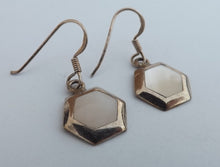 Load image into Gallery viewer, White Mother of Pearl & Sterling Silver Hexagon Drop Earrings
