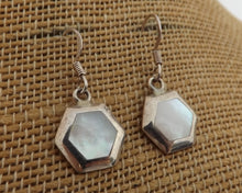 Load image into Gallery viewer, White Mother of Pearl & Sterling Silver Hexagon Drop Earrings