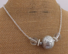 Load image into Gallery viewer, White Silver Leaf Chunky Kathryn Design Single Feature Bead Necklace