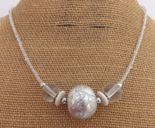 Load image into Gallery viewer, White Silver Leaf Chunky Kathryn Design Single Feature Bead Necklace