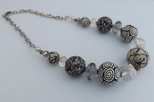 Load image into Gallery viewer, White & Black Kathryn Design Chunky Bead Necklace with Chain