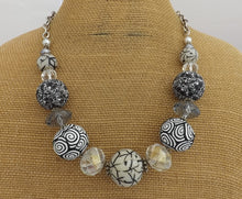 Load image into Gallery viewer, White & Black Kathryn Design Chunky Bead Necklace with Chain