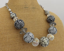 Load image into Gallery viewer, White & Black Kathryn Design Chunky Bead Necklace with Chain