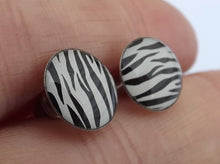 Load image into Gallery viewer, Zebra Print Dome Stud Earrings