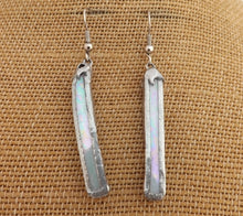 Load image into Gallery viewer, White with hint of purple & Green Stained Glass Drop Earrings
