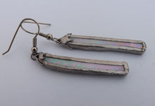 Load image into Gallery viewer, White with hint of purple & Green Stained Glass Drop Earrings