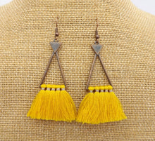 Load image into Gallery viewer, Copper Tone Triangle Tassel Earrings (12x colour options)