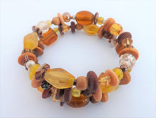 Load image into Gallery viewer, Yellow, Beige & Brown Beads Memory Wire Bracelet