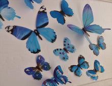 Load image into Gallery viewer, 12x Blue 3D Butterfly Wall Decals
