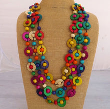 Load image into Gallery viewer, Bright Multi Coloured Chunky Wooden Bead Necklace