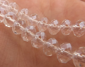 10pcs 6x8mm Clear Lustre Crystal Cut Glass Rondelle Beads