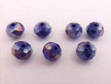 Load image into Gallery viewer, 10pcs 6x8mm Dark Blue Gold &amp; Purple Lustre Crystal Cut Glass Rondelle Beads
