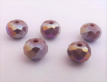 Load image into Gallery viewer, 10pcs 6x8mm Opaque Purple with Gold Lustre Glass Rondelle Beads
