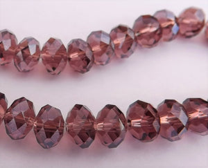 10pcs 6x8mm Warm Purple Lustre Crystal Cut Rondelle Beads