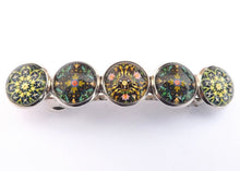 Load image into Gallery viewer, Yellow &amp; Green Mix Silver Tone Dome Barrette Hairclip
