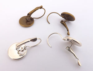 Metallic Bronze & White - Dome Earrings on Lever back hooks