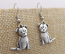 Load image into Gallery viewer, Bulldog Silver Tone Dog Drop Earrings
