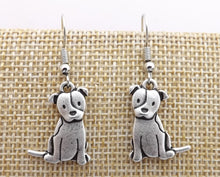 Load image into Gallery viewer, Bulldog Silver Tone Dog Drop Earrings
