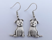 Load image into Gallery viewer, Bulldog Silver Tone Dog Drop Earrings
