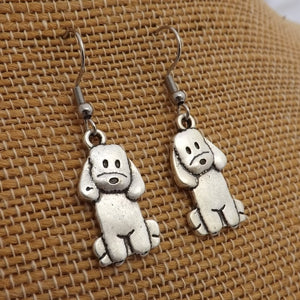 Poodle & Labradoodle Silver Tone Dog Drop Earrings