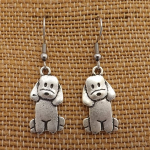 Poodle & Labradoodle Silver Tone Dog Drop Earrings