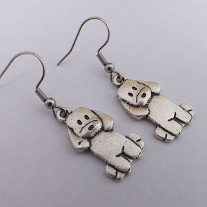 Poodle & Labradoodle Silver Tone Dog Drop Earrings