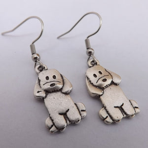 Poodle & Labradoodle Silver Tone Dog Drop Earrings