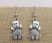 Load image into Gallery viewer, Poodle &amp; Labradoodle Silver Tone Dog Drop Earrings
