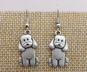 Poodle & Labradoodle Silver Tone Dog Drop Earrings