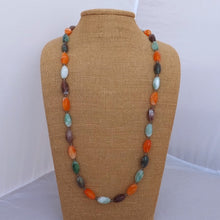 Load image into Gallery viewer, Orange, Green &amp; Brown Acrylic Vintage Bead Handmade Necklace

