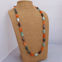Load image into Gallery viewer, Orange, Green &amp; Brown Acrylic Vintage Bead Handmade Necklace

