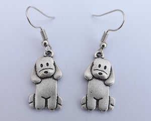 Poodle & Labradoodle Silver Tone Dog Drop Earrings