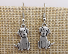 Load image into Gallery viewer, Labrador Retriever Silver Tone Dog Drop Earrings
