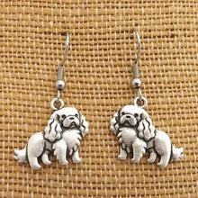 Load image into Gallery viewer, Cavalier King Charles Silver Tone Dog Drop Earrings
