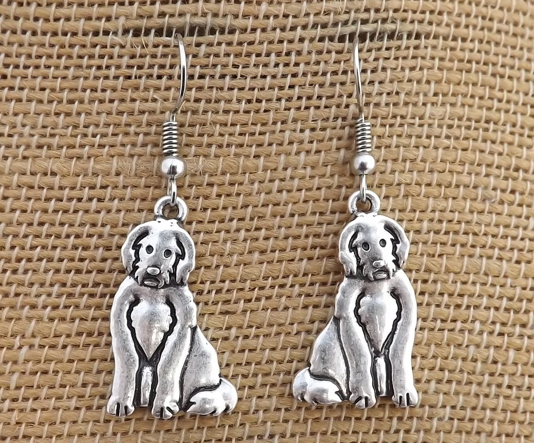 Silver Tone Large Poodle Dog  Earrings