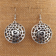 Load image into Gallery viewer, 3D Round Filigree Silver Tone Earrings
