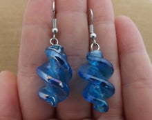 Load image into Gallery viewer, Blue Glass Lustre Twist Earrings
