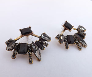 Black & Gold Tone Stud Earrings