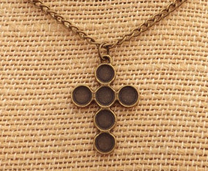 Cross Bronze Tone Pendant Necklace