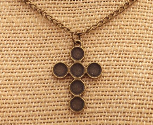 Cross Bronze Tone Pendant Necklace