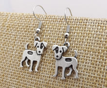 Load image into Gallery viewer, Fox Terrier / Jack Russel Silver Tone Dog Drop Earrings
