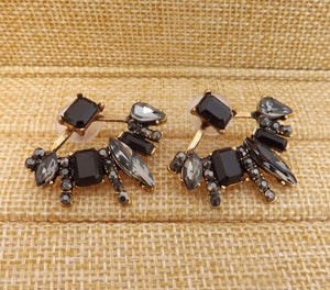 Black & Gold Tone Stud Earrings