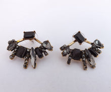 Load image into Gallery viewer, Black &amp; Gold Tone Stud Earrings
