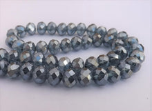 Load image into Gallery viewer, 6x8mm Grey with Silver &amp; Gold Lustre Crystal Cut Rondelle Beads
