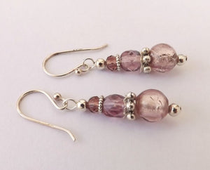 Light Mauve Glass Foil Bead Earrings