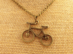 Bicycle Bronze Tone Pendant Necklace