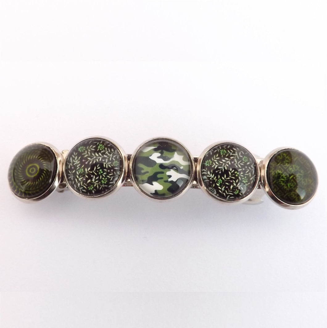 Green & Black Dome Barrette Hairclip